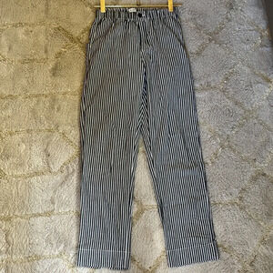 Brandy Melville White & Light Blue Striped Straight Leg Stretch Pants
